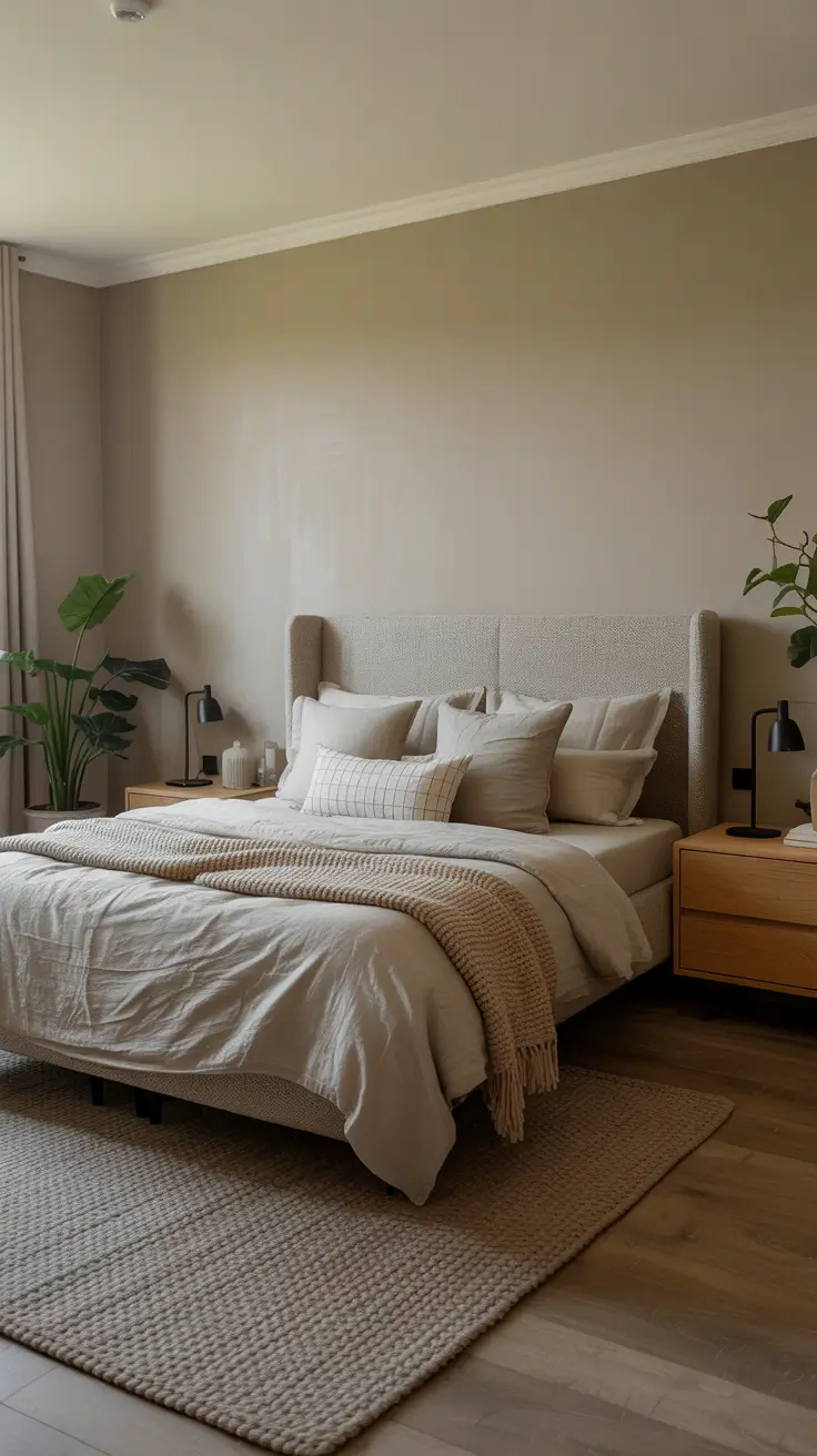 29 Neutrals Bedroom Ideas 2026 – Cozy, Earthy, and Moody Designs With Grey Bed and Black Accents