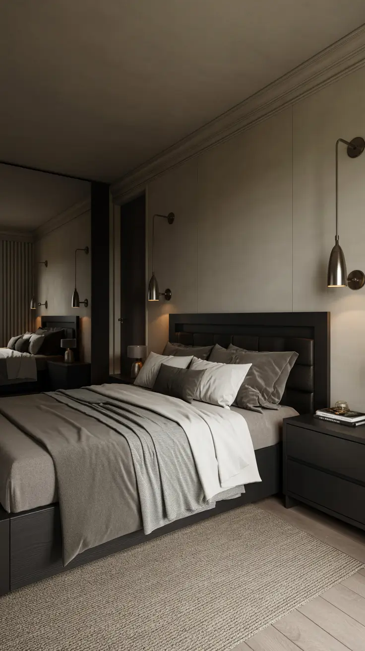 29 Neutrals Bedroom Ideas 2026 – Cozy, Earthy, and Moody Designs With Grey Bed and Black Accents