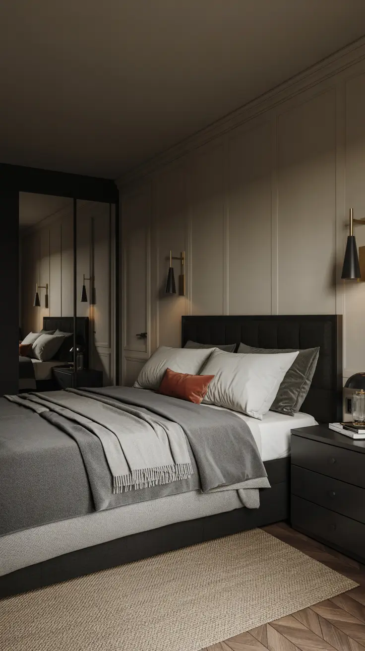 29 Neutrals Bedroom Ideas 2026 – Cozy, Earthy, and Moody Designs With Grey Bed and Black Accents