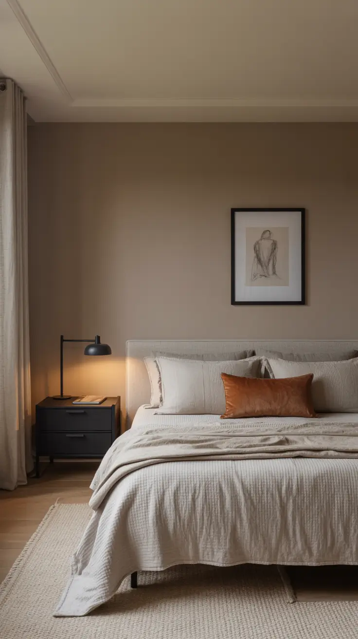 29 Neutrals Bedroom Ideas 2026 – Cozy, Earthy, and Moody Designs With Grey Bed and Black Accents