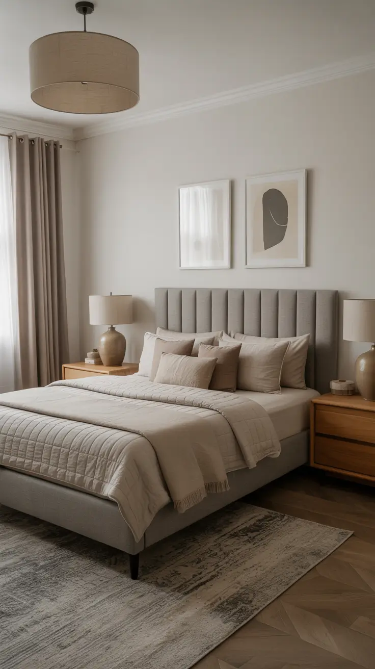 29 Neutrals Bedroom Ideas 2026 – Cozy, Earthy, and Moody Designs With Grey Bed and Black Accents