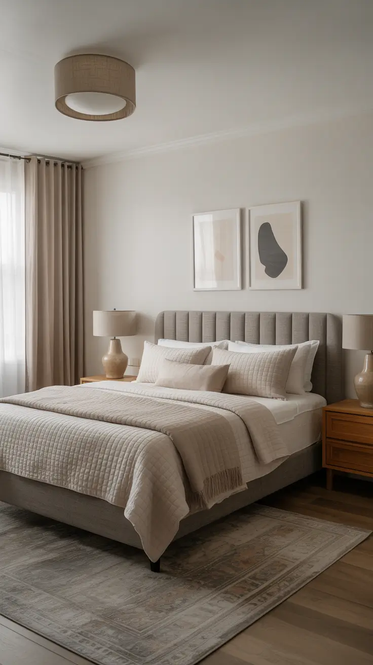 29 Neutrals Bedroom Ideas 2026 – Cozy, Earthy, and Moody Designs With Grey Bed and Black Accents