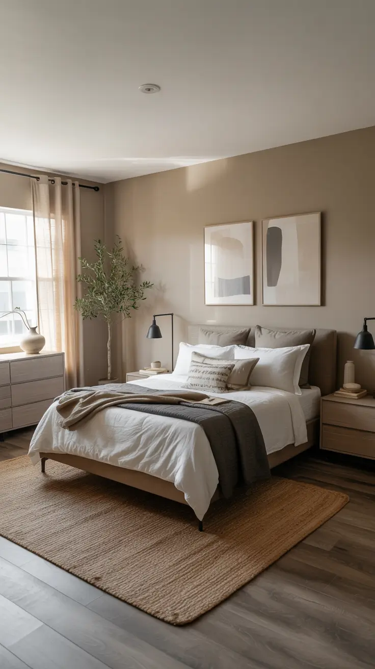 29 Neutrals Bedroom Ideas 2026 – Cozy, Earthy, and Moody Designs With Grey Bed and Black Accents
