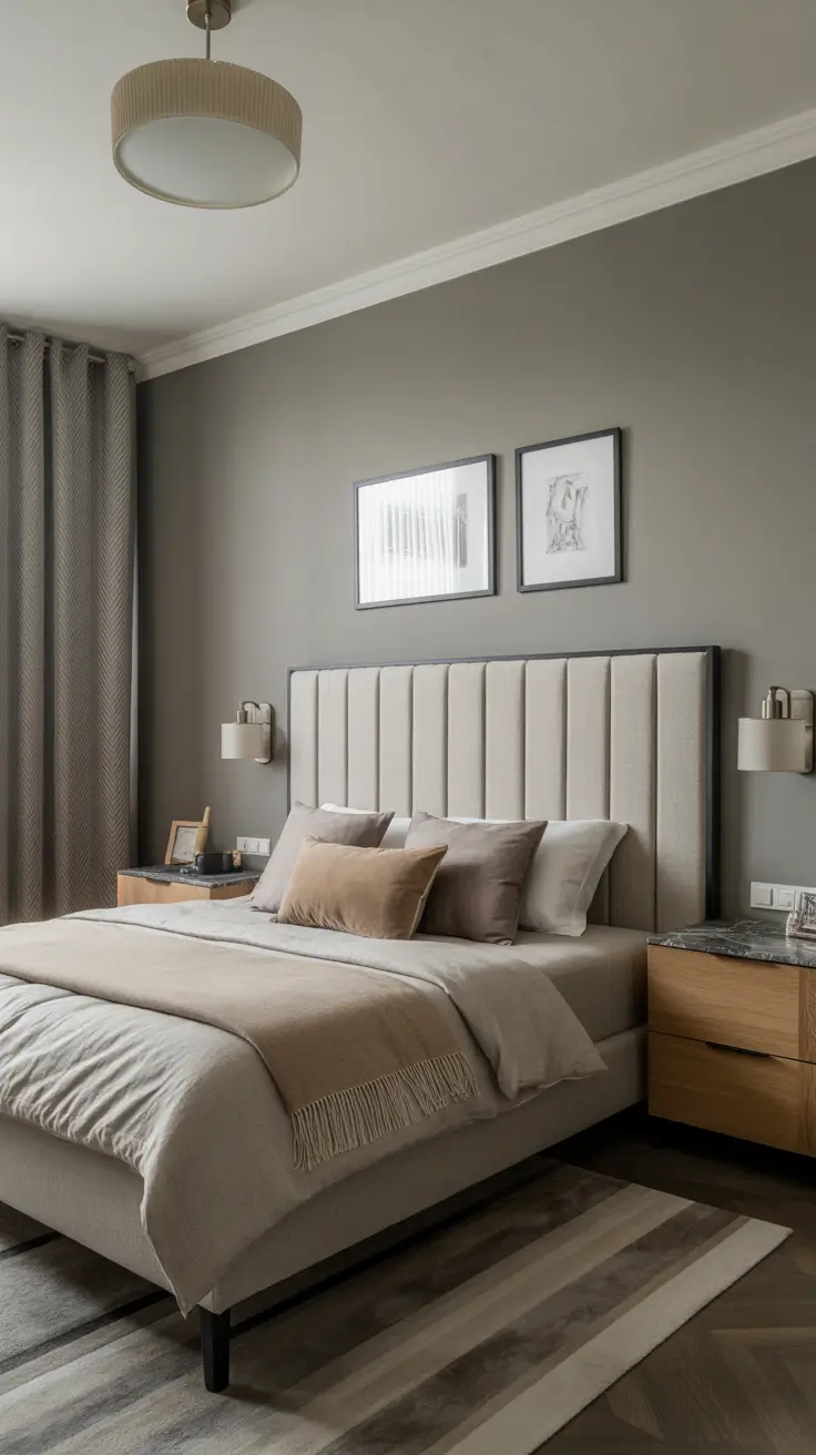 29 Neutrals Bedroom Ideas 2026 – Cozy, Earthy, and Moody Designs With Grey Bed and Black Accents