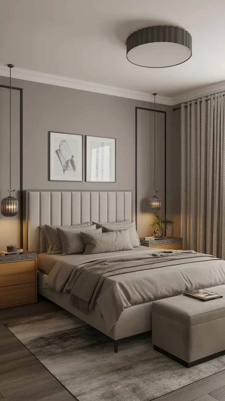 29 Neutrals Bedroom Ideas 2026 – Cozy, Earthy, and Moody Designs With Grey Bed and Black Accents