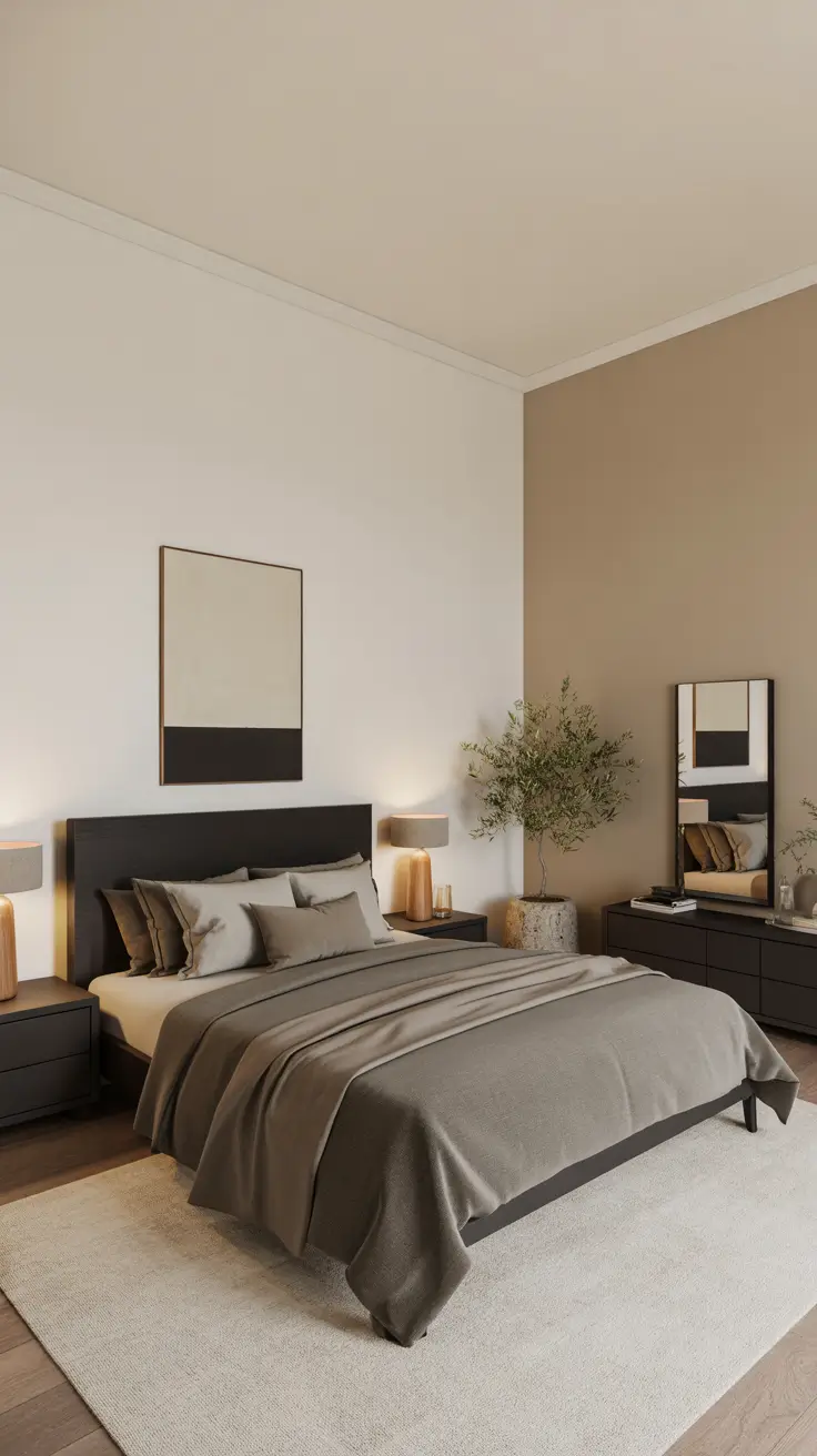 29 Neutrals Bedroom Ideas 2026 – Cozy, Earthy, and Moody Designs With Grey Bed and Black Accents