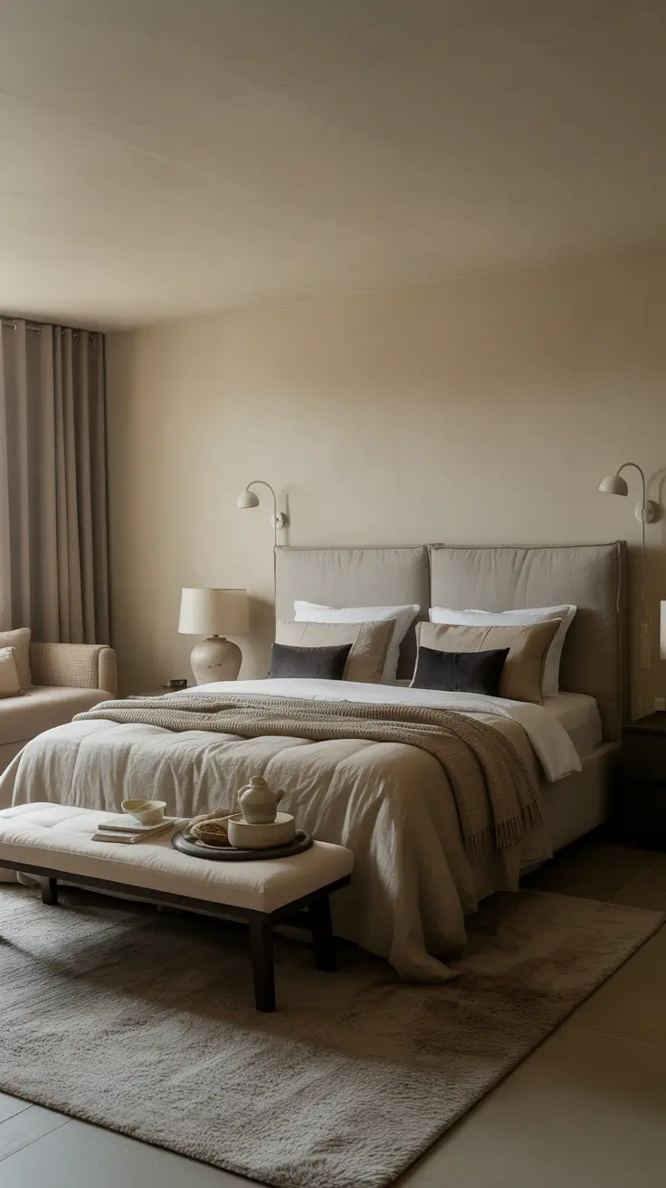 29 Neutrals Bedroom Ideas 2026 – Cozy, Earthy, and Moody Designs With Grey Bed and Black Accents