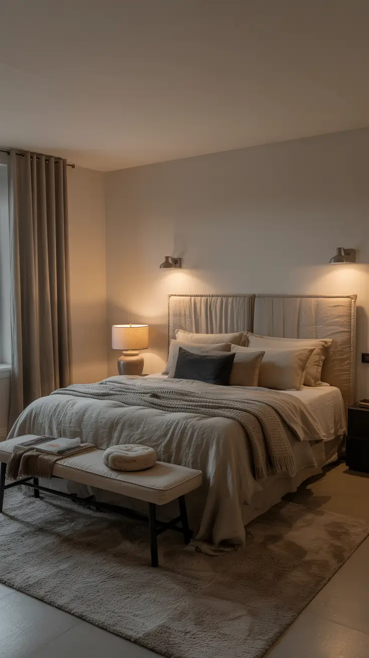 29 Neutrals Bedroom Ideas 2026 – Cozy, Earthy, and Moody Designs With Grey Bed and Black Accents