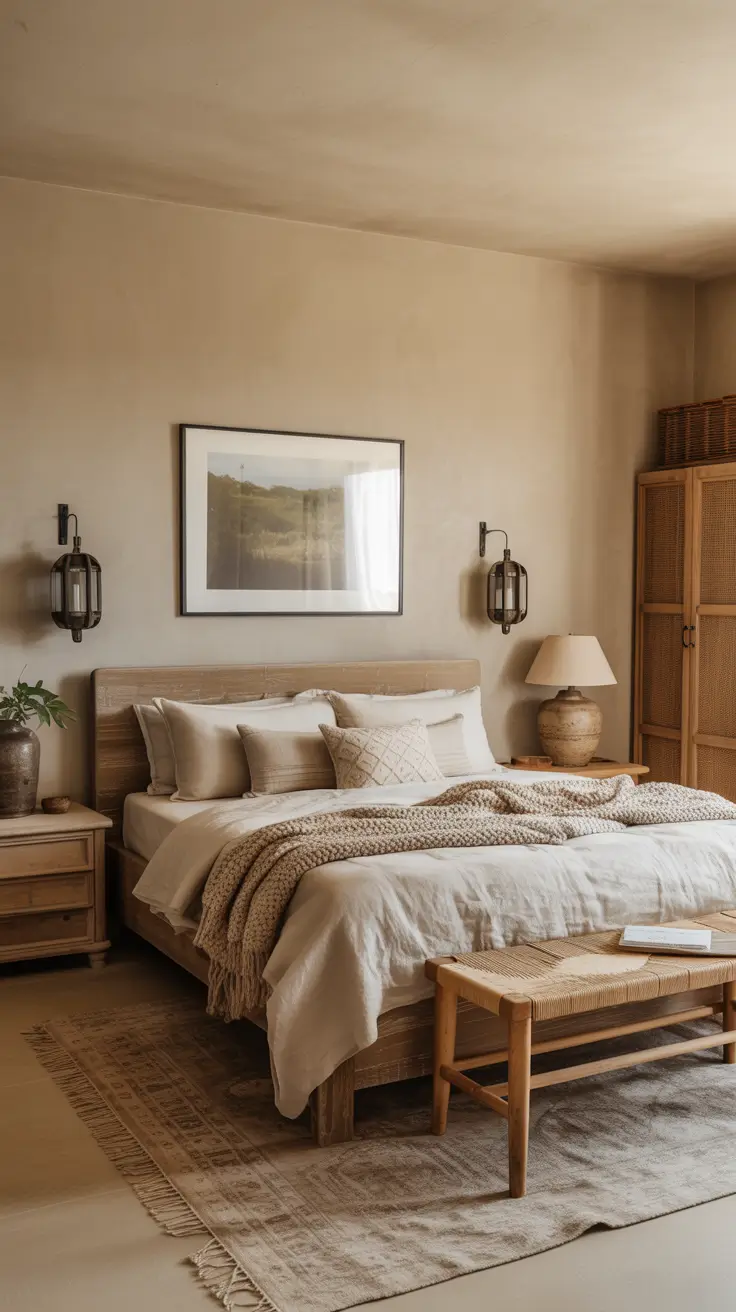 29 Neutrals Bedroom Ideas 2026 – Cozy, Earthy, and Moody Designs With Grey Bed and Black Accents