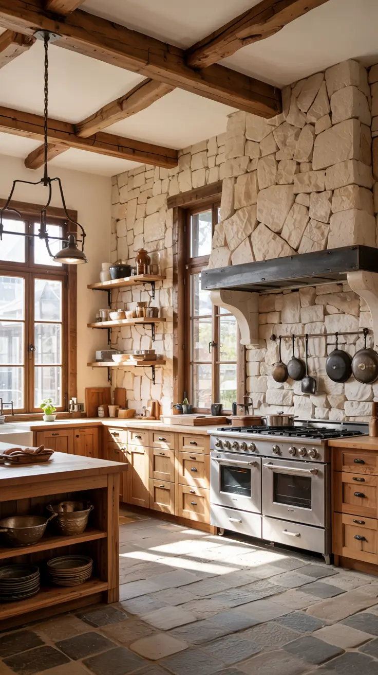 15 Stone Wall Kitchen Ideas 2026 For Farmhouse And Rustic Style Inspiration